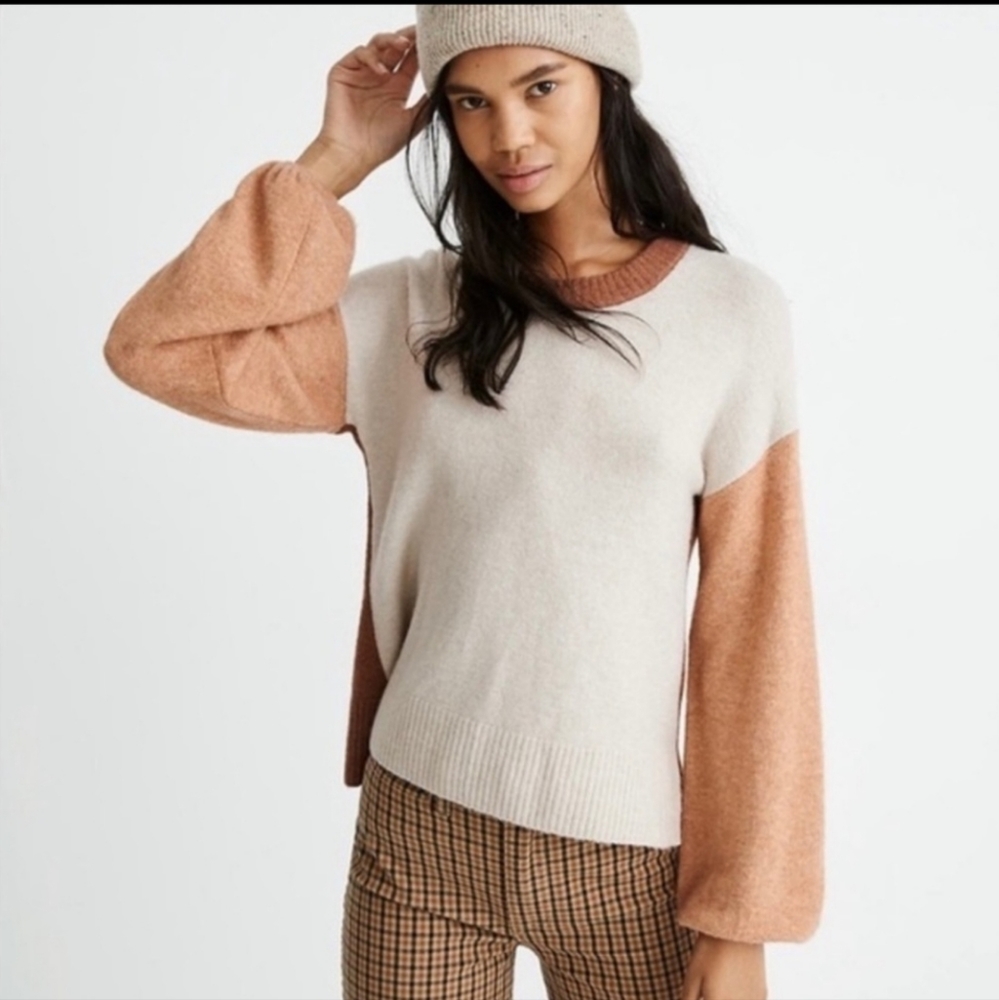 Madewell Colorblock Payton Pullover Sweater in Coziest Yarn‎ Merino alpaca Sz M